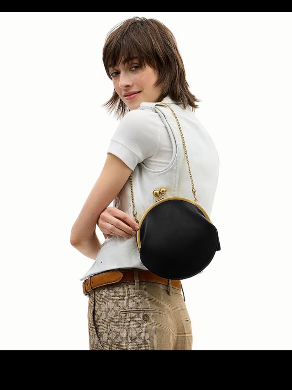 Coach Kisslock Frame Crossbody Black Full Grain Leather Gold Chain NWT RARE - Picture 8 of 10
